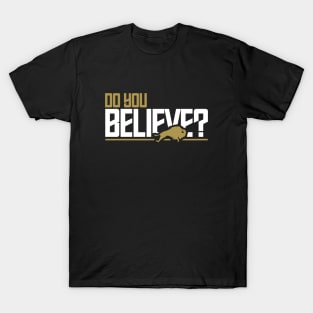 Retro Do You Believe Now? // Black and Gold T-Shirt